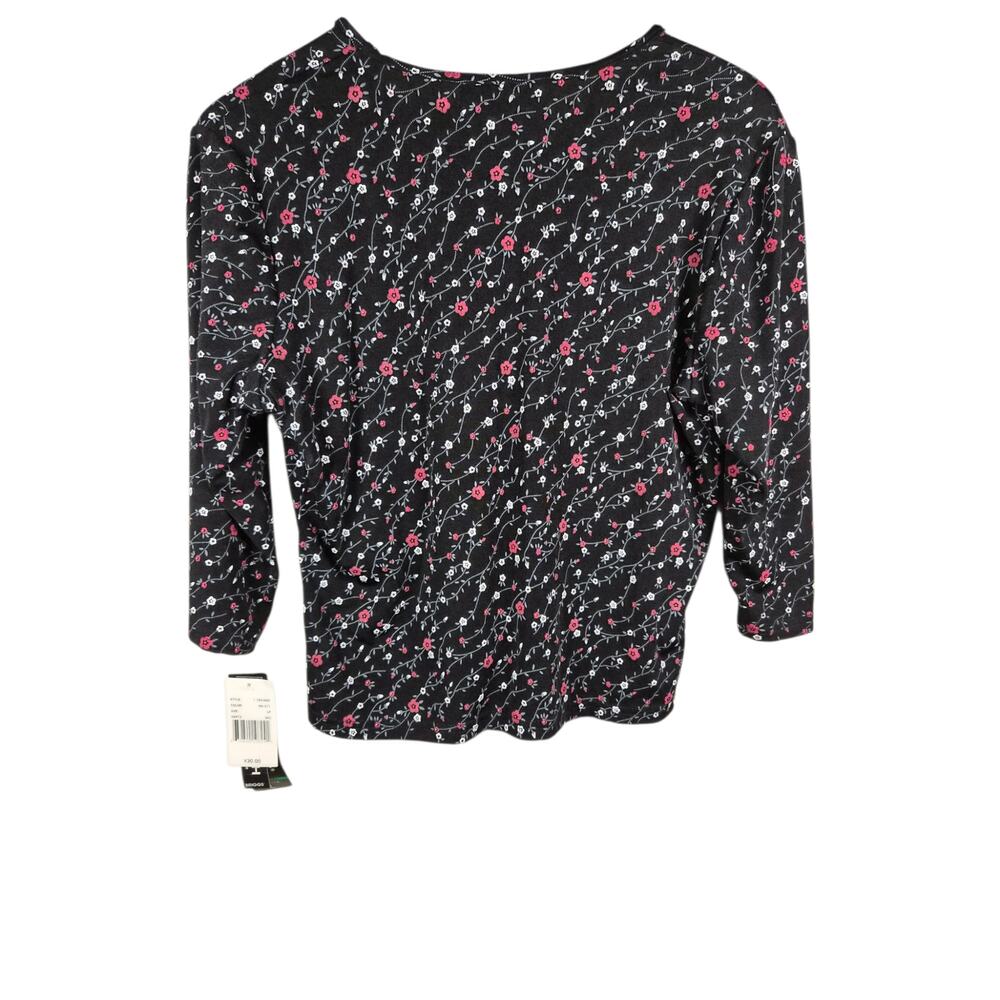 VTG NWT Briggs Petite Womens Floral Black Petite Large LP USA Fairy Whimsigoth - Picture 4 of 8